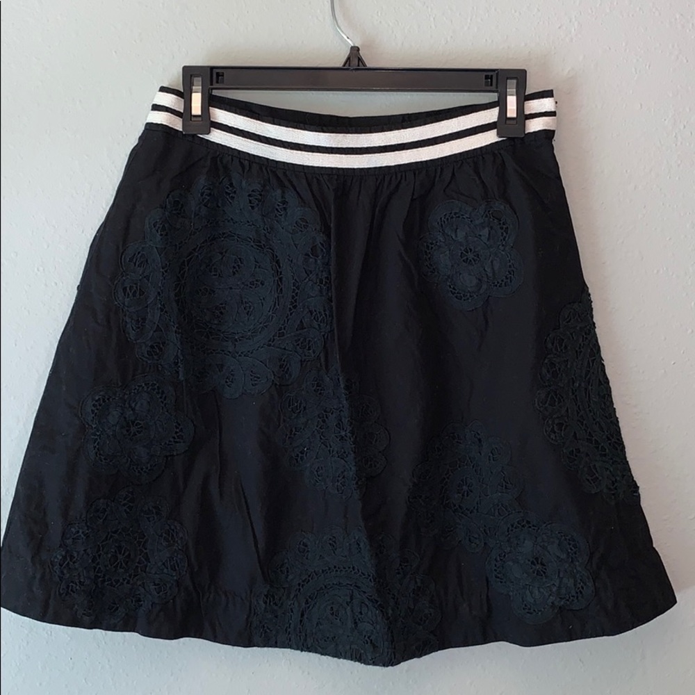 Anthropologie Lithe black doily a-line skirt sz 4